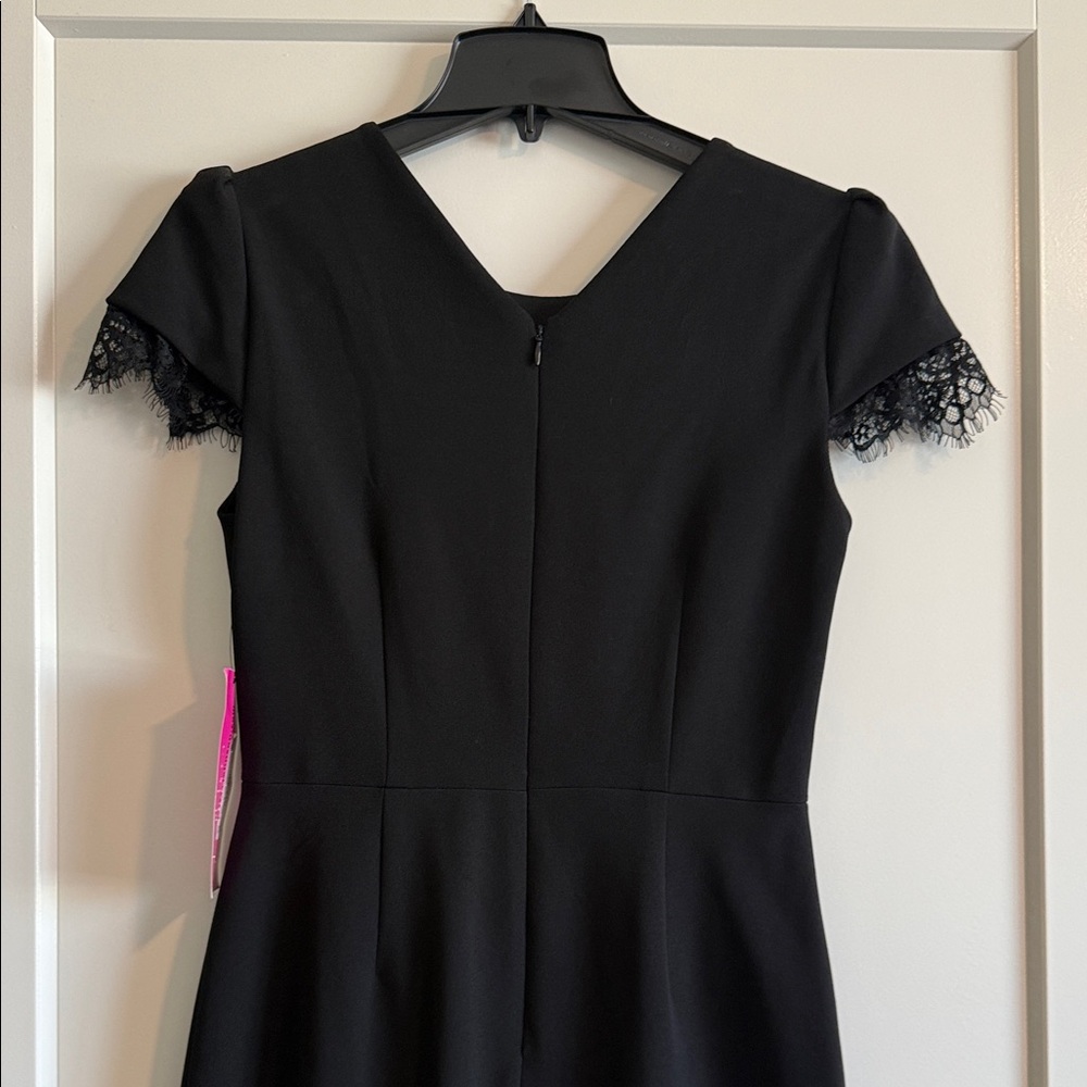 NWT Betsy Johnson Black Lace Trim Dress (size 6) - Picture 2 of 4